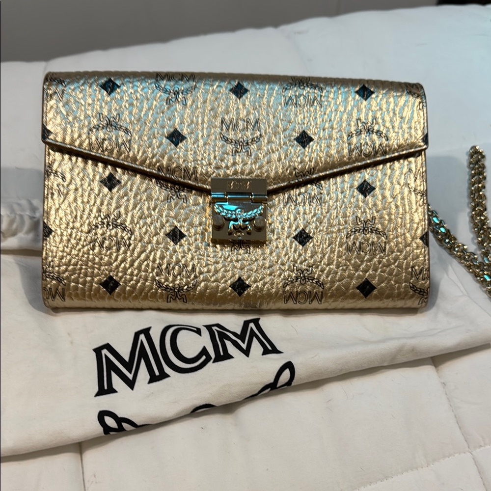 MCM Metallic Visetos Patricia Wallet Crossbody